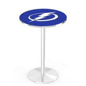 L214 Tampa Bay Lightning Pub Table with Chrome Finish by Holland Bar Stool Co., AGS-L214C3630TBLght
