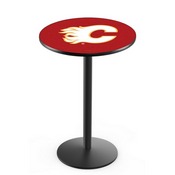 L214 Calgary Flames Pub Table with Black Wrinkle Finish by Holland Bar Stool Co., AGS-L214B3630CalFla