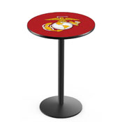 L214 United States Marine Corps (Red/Yellow) Pub Table with Black Wrinkle Finish by Holland Bar Stool Company, AGS-L214B3630MarineRY