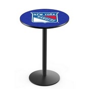 L214 New York Rangers Pub Table with Black Wrinkle Finish by Holland Bar Stool Co., AGS-L214B3630NYRang