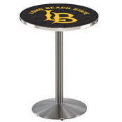 L214 Long Beach State University Pub Table with Stainless Finish by Holland Bar Stool Co. AGS-L214S3628LBStUn