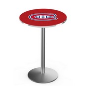 L214 Montreal Canadiens Pub Table with Stainless Finish by Holland Bar Stool Co., AGS-L214S3630MonCan