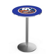 L214 New York Islanders Pub Table with Stainless Finish by Holland Bar Stool Co., AGS-L214S3630NYIsln