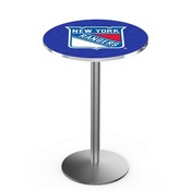 L214 New York Rangers Pub Table with Stainless Finish by Holland Bar Stool Co., AGS-L214S3630NYRang