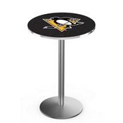 L214 Pittsburgh Penguins Pub Table with Stainless Finish by Holland Bar Stool Co., AGS-L214S3630PitPen