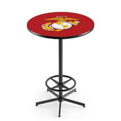 L216 United States Marine Corps (Red/Yellow) Pub Table with Black Wrinkle Finish by Holland Bar Stool Company, AGS-L216B4230MarineRY