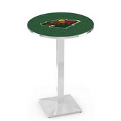 L217 Minnesota Wild Pub Table with Chrome Finish by Holland Bar Stool Co., AGS-L217C3636MinWld