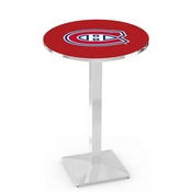 L217 Montreal Canadiens Pub Table with Chrome Finish by Holland Bar Stool Co., AGS-L217C3636MonCan