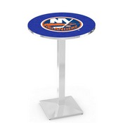 L217 New York Islanders Pub Table with Chrome Finish by Holland Bar Stool Co., AGS-L217C3636NYIsln