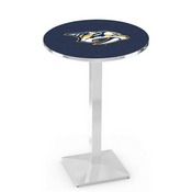 L217 Nashville Predators Pub Table with Chrome Finish by Holland Bar Stool Co., AGS-L217C3636NshPre