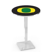 L217 University of Oregon Pub Table with Chrome Finish by Holland Bar Stool Company, AGS-L217C3630OregUn