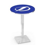 L217 Tampa Bay Lightning Pub Table with Chrome Finish by Holland Bar Stool Co., AGS-L217C3636TBLght