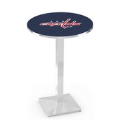 L217 Washington Capitals Pub Table with Chrome Finish by Holland Bar Stool Co., AGS-L217C3636WshCap
