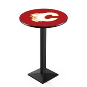 L217 Calgary Flames Pub Table with Black Wrinkle Finish by Holland Bar Stool Co., AGS-L217B3630CalFla