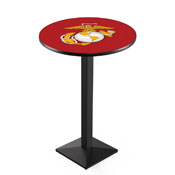 L217 United States Marine Corps (Red/Yellow) Pub Table with Black Wrinkle Finish by Holland Bar Stool Company, AGS-L217B3630MarineRY
