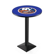 L217 New York Islanders Pub Table with Black Wrinkle Finish by Holland Bar Stool Co., AGS-L217B3630NYIsln