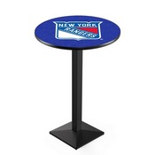 L217 New York Rangers Pub Table with Black Wrinkle Finish by Holland Bar Stool Co., AGS-L217B3630NYRang