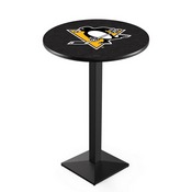 L217 Pittsburgh Penguins Pub Table with Black Wrinkle Finish by Holland Bar Stool Co., AGS-L217B3630PitPen