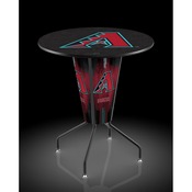 L218 Arizona Diamondbacks 42" Tall - 36" Indoor Logo Top Lighted Pub Table with Black Wrinkle Finish, L218B42MLBAri36RMLBAri