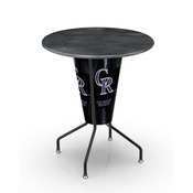L218 Colorado Rockies 42" Tall - 36" Indoor/Outdoor Black Steel Top Lighted Pub Table with Black Wrinkle Finish, L218B42MLBColOD36RBlkStl