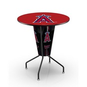 L218 Los Angeles Angels 42" Tall - 36" Indoor Logo Top Lighted Pub Table with Black Wrinkle Finish, L218B42MLBLAA36RMLBLAA