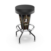 Lighted Anaheim Ducks Swivel Bar Stool By Holland Bar Stool Co., L500030AnaDksBlkVinyl