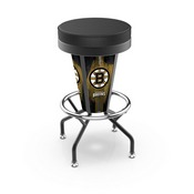 Lighted Boston Bruins Swivel Bar Stool By Holland Bar Stool Co., L500030BosBruBlkVinyl