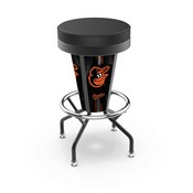L5000 Baltimore Orioles 30" Lighted Bar Stool with Black Wrinkle Finish by Holland Bar Stool Co., L500030MLBBalBlkVinyl