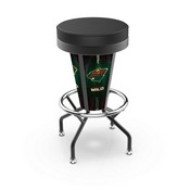 Lighted Minnesota Wild Swivel Bar Stool By Holland Bar Stool Co., L500030MinWldBlkVinyl