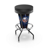 Lighted New York Islanders Swivel Bar Stool By Holland Bar Stool Co., L500030NYIslnBlkVinyl