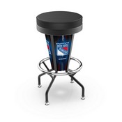 Lighted New York Rangers Swivel Bar Stool By Holland Bar Stool Co., L500030NYRangBlkVinyl