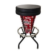 Lighted Ohio State Swivel Bar Stool By Holland Bar Stool Co., L500030OhioStBlkVinyl