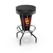 Lighted Usc Trojans Swivel Bar Stool By Holland Bar Stool Co., L500030SouCalBlkVinyl