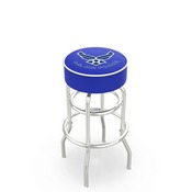 L7C1 - 4 U.S. Air Force Cushion Seat with Double-Ring Chrome Base Swivel Bar Stool by Holland Bar Stool Company