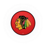 L7C1 - 4 Chicago Blackhawks Cushion Seat with Double-Ring Chrome Base Swivel Bar Stool by Holland Bar Stool Company