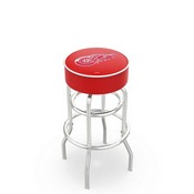 L7C1 - 4 Detroit Red Wings Cushion Seat with Double-Ring Chrome Base Swivel Bar Stool by Holland Bar Stool Company