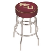 L7C1 - 4 Florida State (Script) Cushion Seat with Double-Ring Chrome Base Swivel Bar Stool by Holland Bar Stool Company