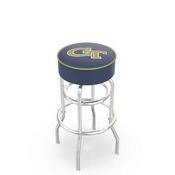L7C1 - 4 Georgia Tech Cushion Seat with Double-Ring Chrome Base Swivel Bar Stool by Holland Bar Stool Company