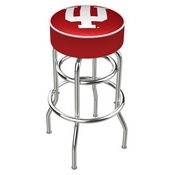 L7C1 - 4 Indiana Cushion Seat with Double-Ring Chrome Base Swivel Bar Stool by Holland Bar Stool Company
