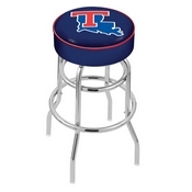 L7C1 - 4 Louisiana Tech Cushion Seat with Double-Ring Chrome Base Swivel Bar Stool by Holland Bar Stool Company