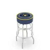 L7C1 Milwaukee Brewers Doubleing Swivel Stool with Chrome Finish by HBS, AGS-L7C125MLBMil