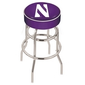 L7C1 - 4 Northwestern Cushion Seat with Double-Ring Chrome Base Swivel Bar Stool by Holland Bar Stool Company