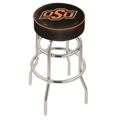 L7C1 - 4 Oklahoma State Cushion Seat with Double-Ring Chrome Base Swivel Bar Stool by Holland Bar Stool Company