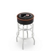 L7C1 - 4 Philadelphia Flyers Cushion Seat with Double-Ring Chrome Base Swivel Bar Stool by Holland Bar Stool Company