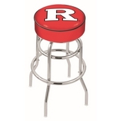L7C1 - 4 Rutgers Cushion Seat with Double-Ring Chrome Base Swivel Bar Stool by Holland Bar Stool Company