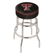L7C1 - 4 Texas Tech Cushion Seat with Double-Ring Chrome Base Swivel Bar Stool by Holland Bar Stool Company
