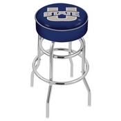 L7C1 - 4 Utah State Cushion Seat with Double-Ring Chrome Base Swivel Bar Stool by Holland Bar Stool Company