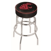 L7C1 - 4 Washington State Cushion Seat with Double-Ring Chrome Base Swivel Bar Stool by Holland Bar Stool Company