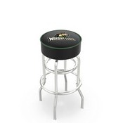 L7C1 - 4 Wright State Cushion Seat with Double-Ring Chrome Base Swivel Bar Stool by Holland Bar Stool Company