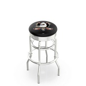 L7C3C - Chrome Double Ring Anaheim Ducks Swivel Bar Stool with 2.5 Ribbed Accent Ring by Holland Bar Stool Company